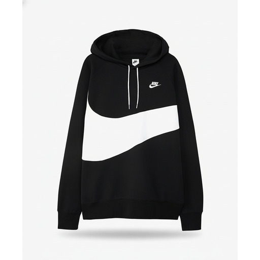 Nike Swoosh Print Hoodie Black White