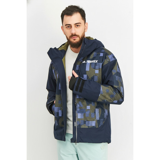 Adidas Terrex Camouflage Print Hooded Jacket Navy