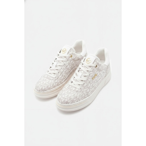 Michael Kors Logo Print Lace-Up Sneakers Vanilla