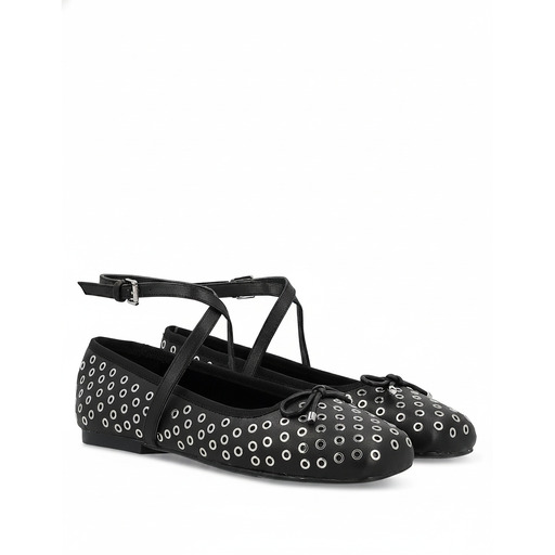 Michael Kors Grommet Detail Ballet Flats Black