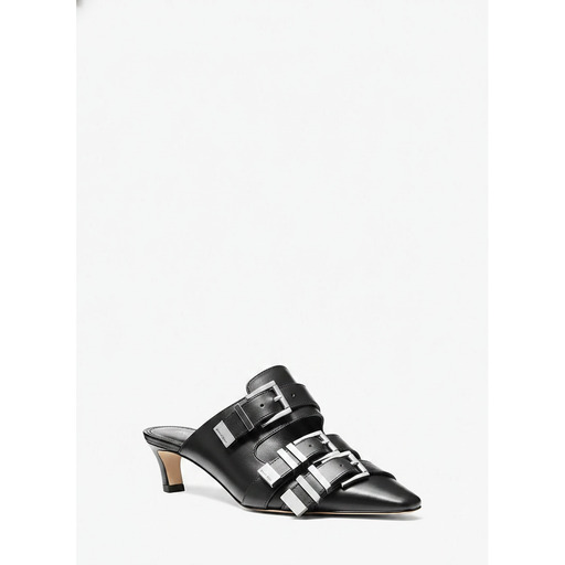 Michael Kors Buckle Strap Pointed Mules Black