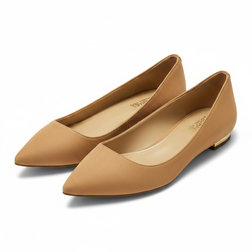 Michael Kors Pointed Toe Ballet Flats Tan
