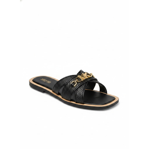 Michael Kors Chain Detail Slide Sandals Black