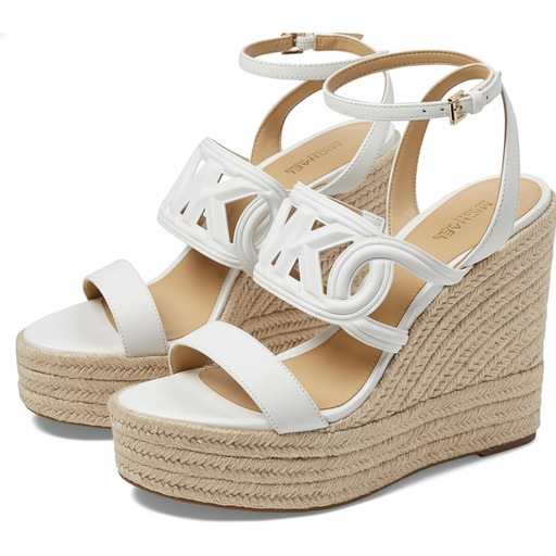 Michael Kors Chain Detail Wedge Sandals White