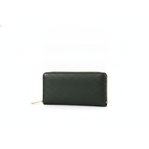 Michael Kors Portofol Carson Dark Green Pebbled Leather Zip Wallet
