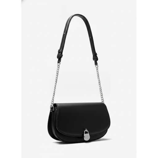 Michael Kors Çantë Mila Black Leather Saddle Crossbody Bag