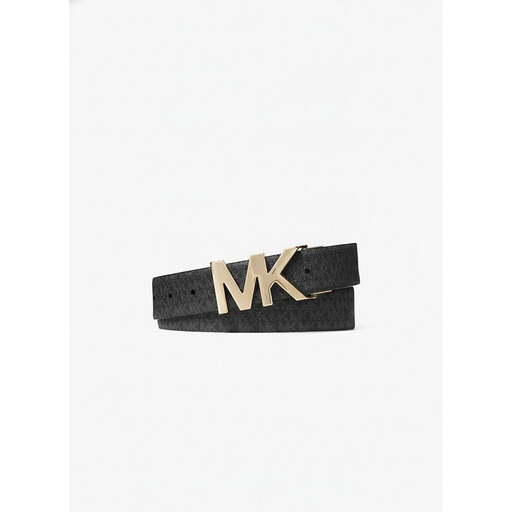 Michael Kors Rrip Mk Logo Buckle Belt Black