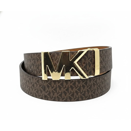 Michael Kors Rrip Mk Logo Buckle Belt Brown Luggage