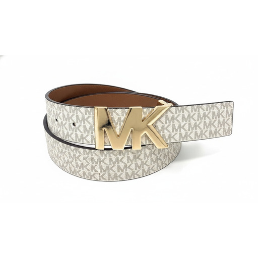 Michael Kors Rrip Mk Logo Reversible Belt Vanilla Luggage