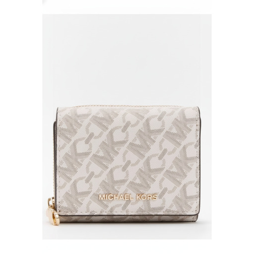 Michael Kors Portofol Empire Leopard Print Bifold Wallet Vanilla Luggage