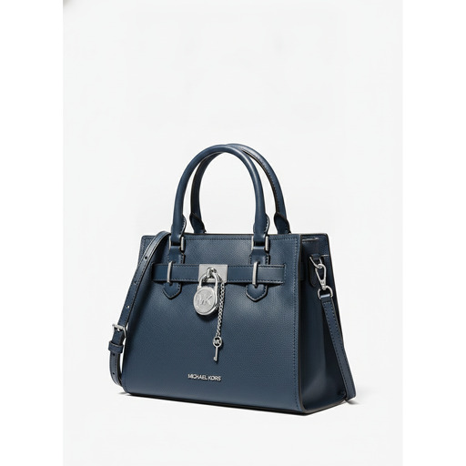 Michael Kors Hamilton Navy Blue Leather Satchel