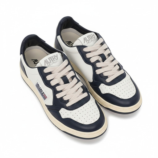 Autry Medalist Leather Low White Navy