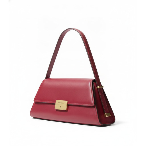 Michael Kors Structured Leather Shoulder Bag Deep Red