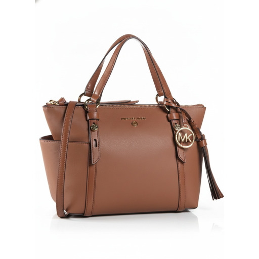 Michael Kors Structured Leather Tote Luggage Brown