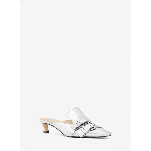 Michael Kors Darrington Silver Metallic Buckle Mule