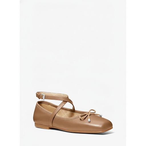 Michael Kors Collette Leather Ballet Flat Camel