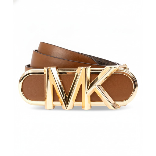 Michael Kors Rrip Mk Logo Buckle Belt Brown Luggage