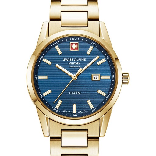 Hodinky Swiss Alpine Military 7767.1115 Argos gold blue 34mm 10ATM