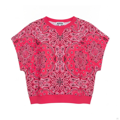 Moschino Sweatshirt Bandana Paisley Print Crewneck Sweatshirt Pink