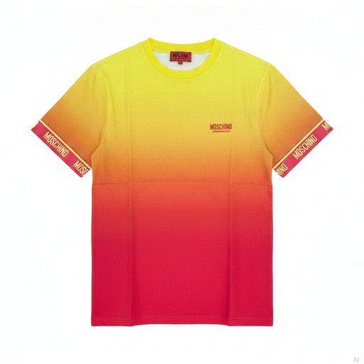 Moschino Gradient Ombre Logo T-Shirt Yellow Red