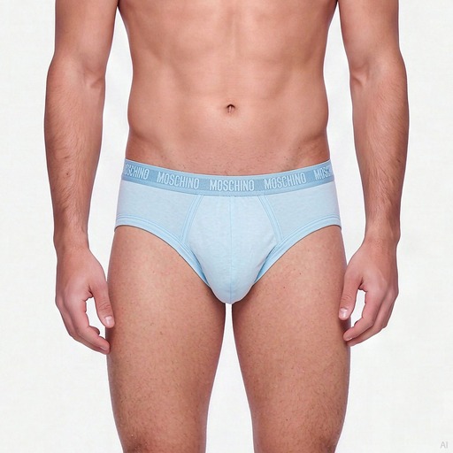 Moschino Logo Waistband Brief Light Blue
