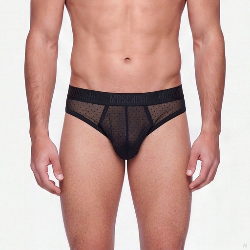 Moschino Lace Mesh Brief Black