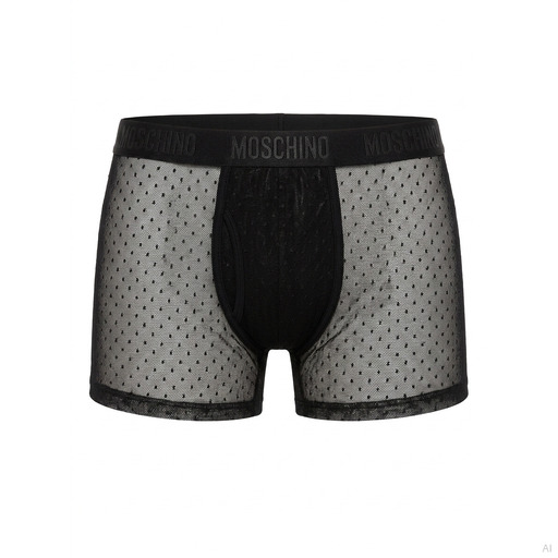 Moschino Sheer Mesh Polka Dot Boxer Black