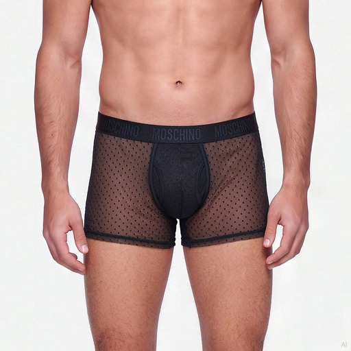 Moschino Sheer Mesh Polka Dot Boxer Black