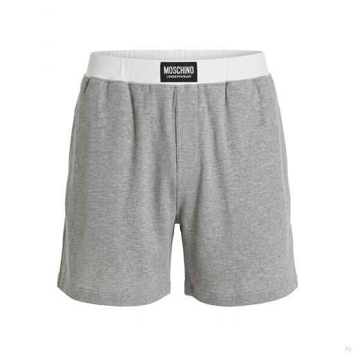 Moschino Ribbed Logo Waistband Shorts Grey