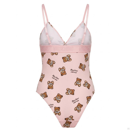 Moschino Teddy Bear Print Bodysuit Pink
