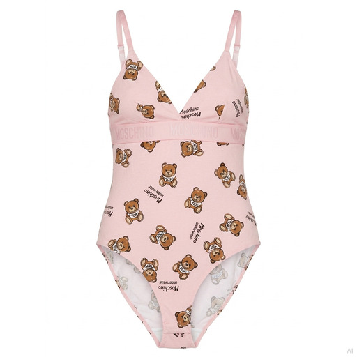 Moschino Teddy Bear Print Bodysuit Pink