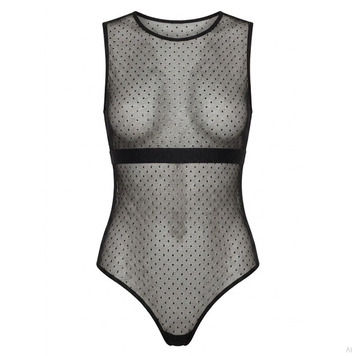 Moschino Polka Dot Mesh Bodysuit Black