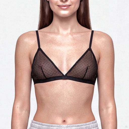 Moschino Polka Dot Mesh Triangle Bra Black