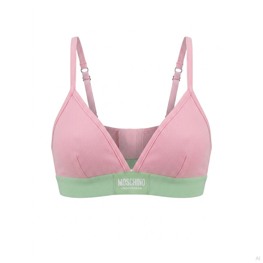 Moschino Ribbed Triangle Bralette Pink Mint