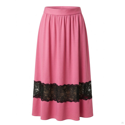 Moschino Pink Lace Trim Midi Skirt