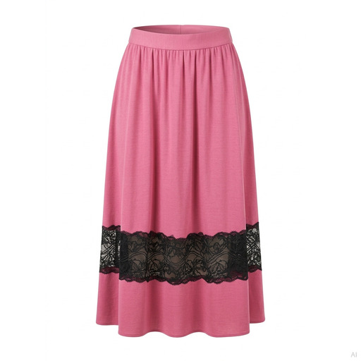 Moschino Pink Lace Trim Midi Skirt