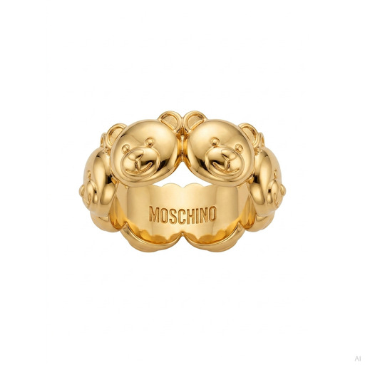 Moschino Pantallona Teddy Bear Band Ring Gold