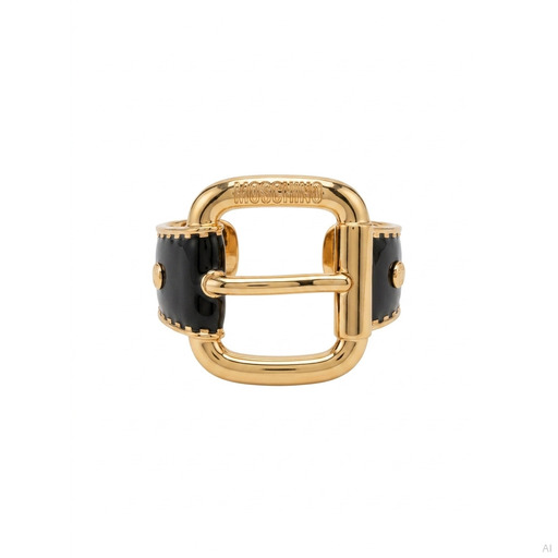 Moschino Pantallona Gold Belt Buckle Bracelet Black