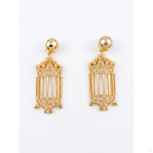 Moschino Gold Birdcage Drop Earrings