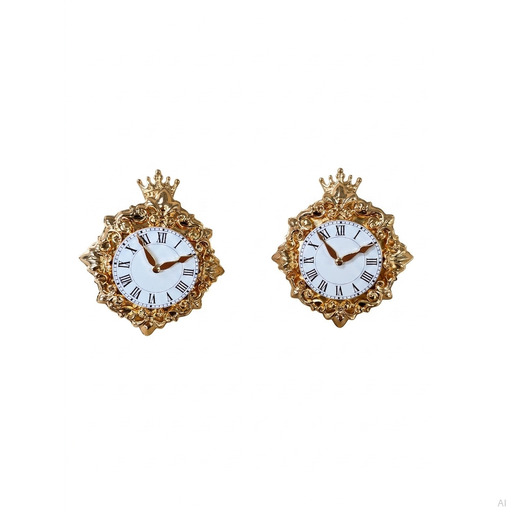 Moschino Gold Clock Face Stud Earrings White