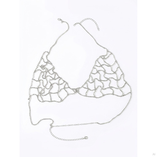 Philosophy Crystal Chain Mesh Bra Silver