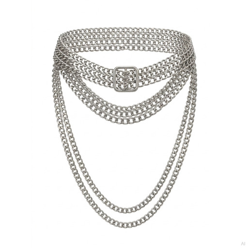 Philosophy Multi-Layer Draped Chain Belt Silver