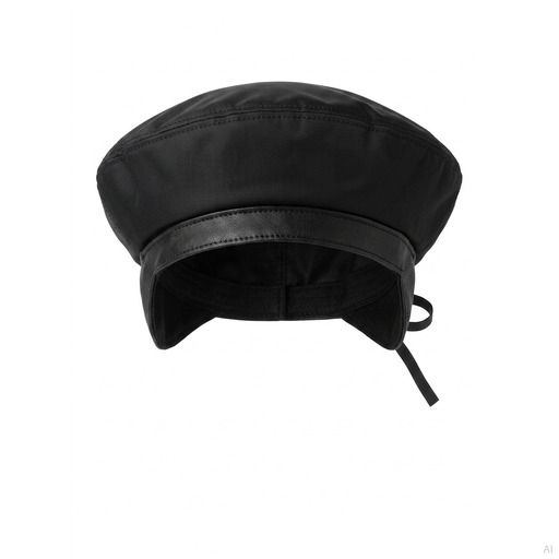 Philosophy Black Nylon Baker Boy Hat