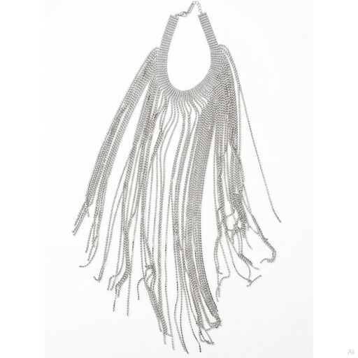 Philosophy Bijoux Crystal Fringe Statement Necklace Silver