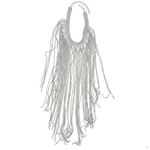 Philosophy Bijoux Crystal Fringe Statement Necklace Silver