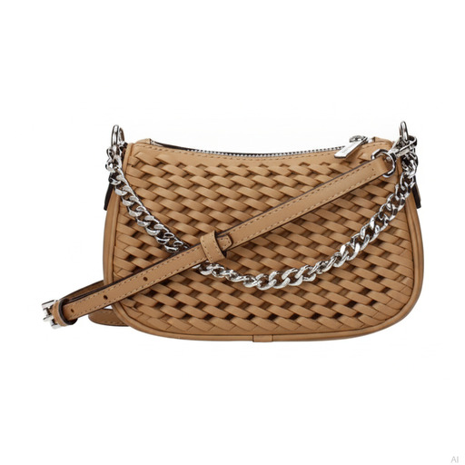 Michael Kors Carmela Woven Leather Crossbody Peanut