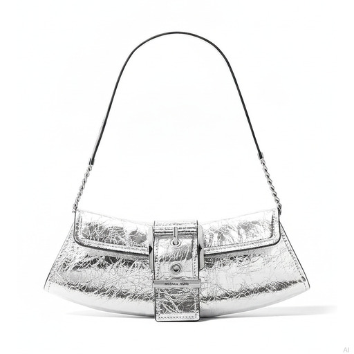Michael Kors Colby Metallic Silver Shoulder Bag
