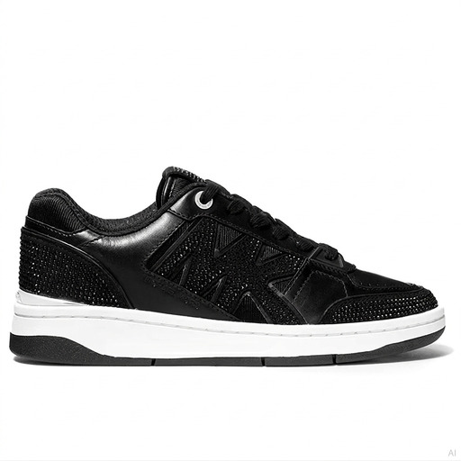 Michael Kors Rebel Lace Up Sneaker Black Crystal