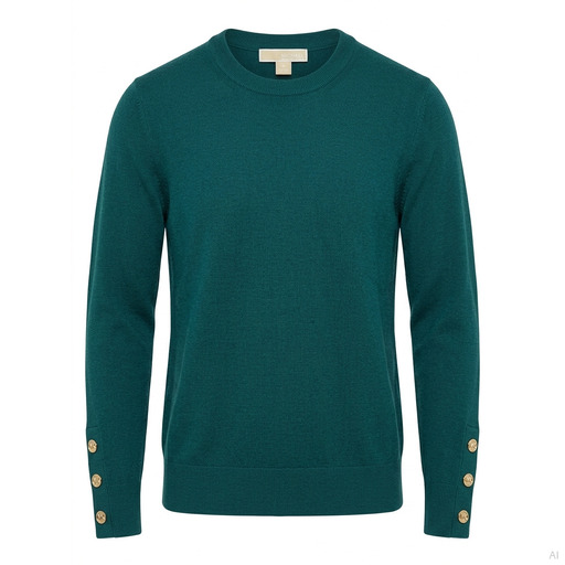Michael Kors Sweatshirt Merino Crewneck Sweater Dark Emerald