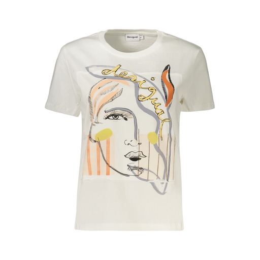 DESIGUAL T-SHIRT MANICHE CORTE DONNA BIANCO